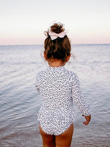 coco active-Girls Swimsuit in black and white polka dots- Children's swimwear 